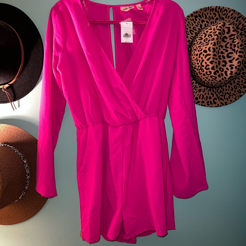 HOT PINK ROMPER WITH POCKETS FROM BUCKLE